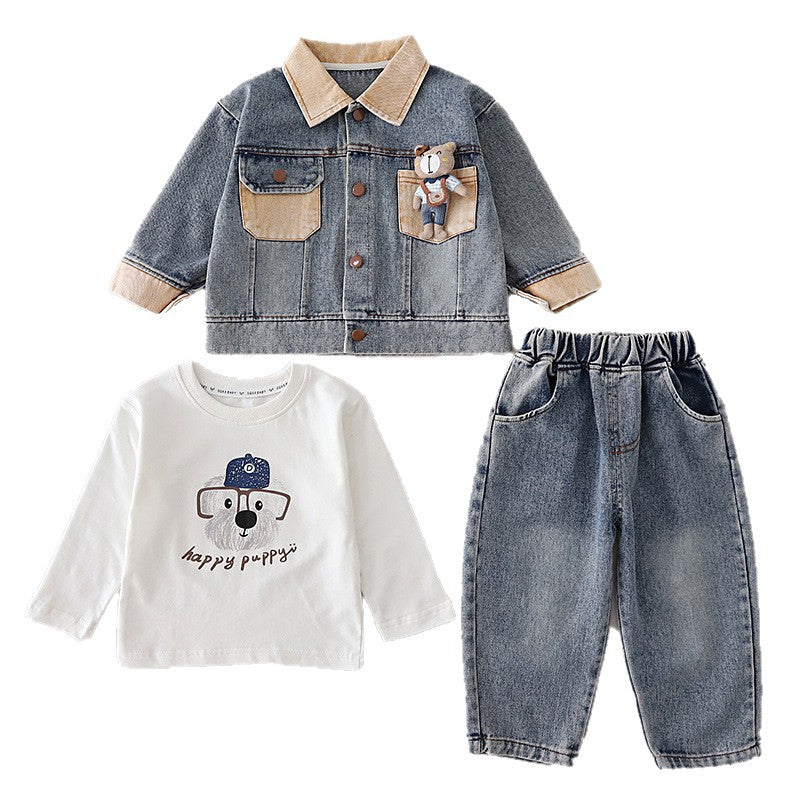 Cowboy-Langarm-Dreiteiler-Kinderkleidungsset