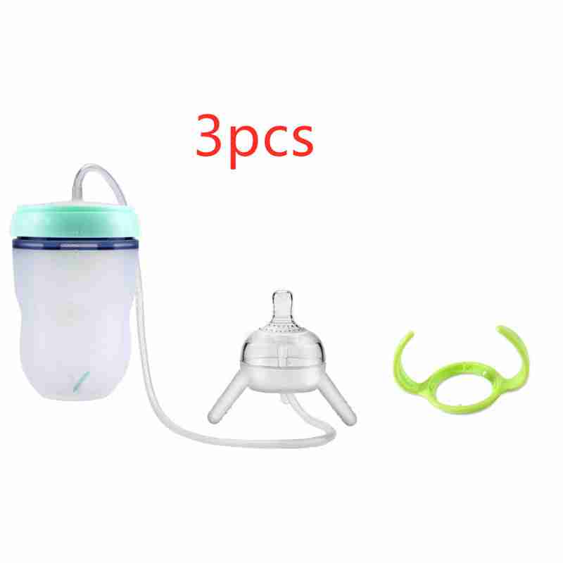 Pack of three silicone sippy cups with straws, handles, and spill-proof design, perfect for young children, SKU: 1797831302351720453