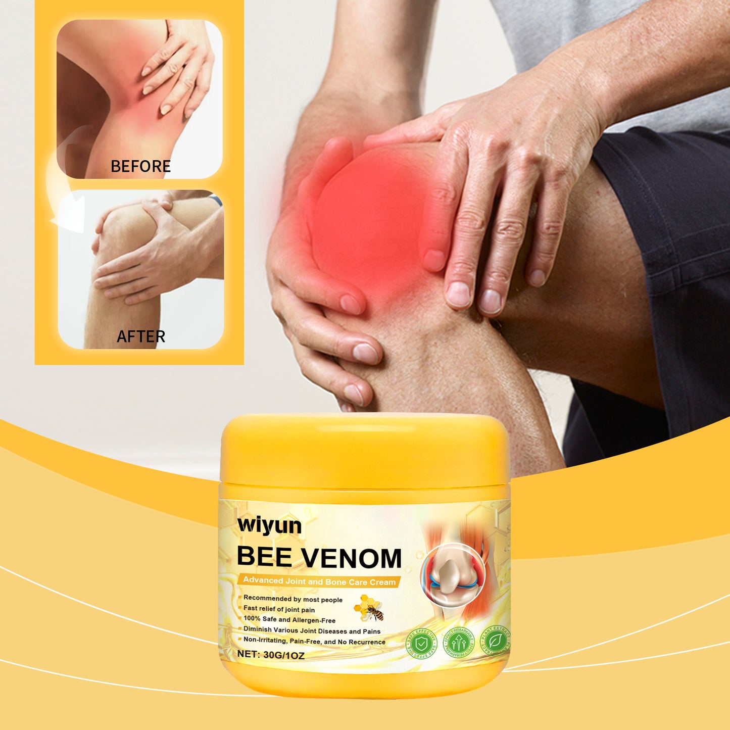 Wiyun Körpergelenk-Reparaturcreme, Handgelenk- und Knie-Massage, tägliche Behandlung, pflegt sanft die Körperhaut