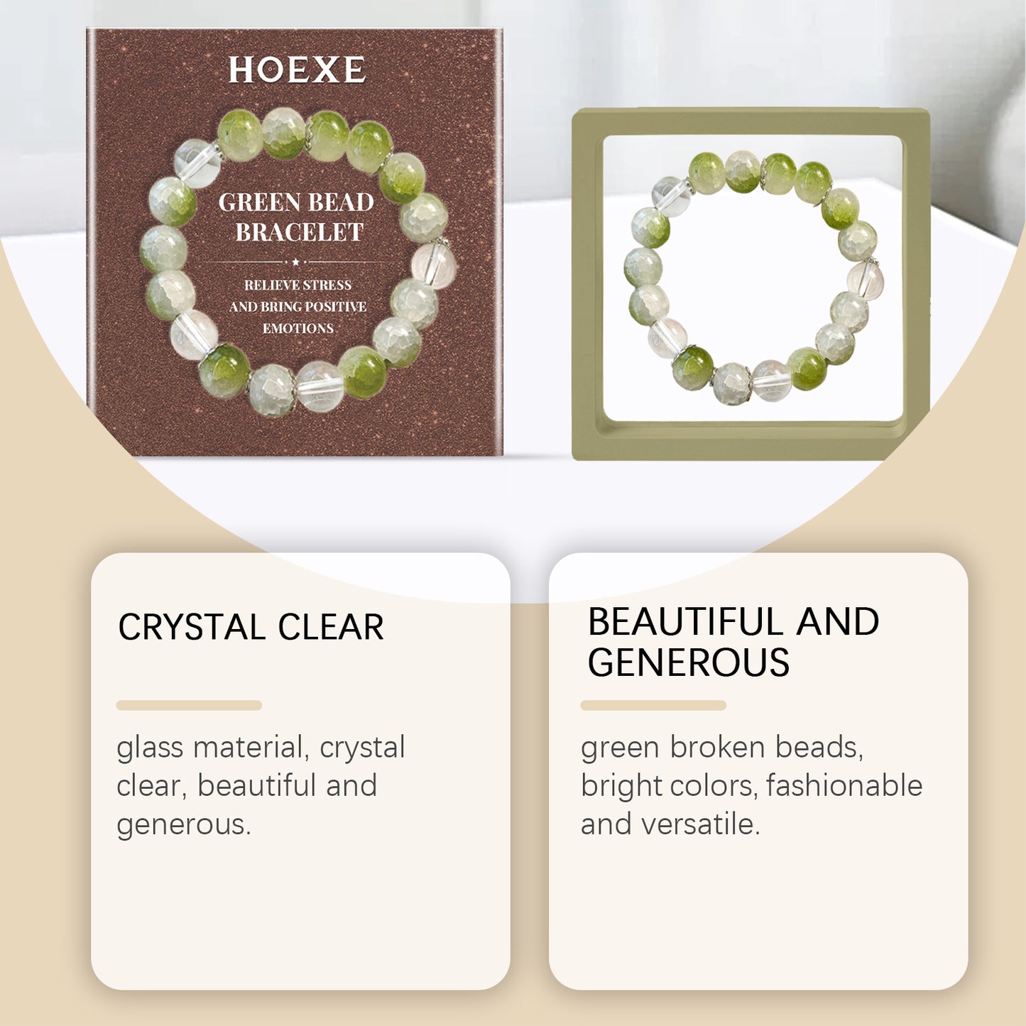 Hoexe Perlenarmband Grün, Mode für Damen und Herren, praktisch, bequem, Dekoration für den Alltag