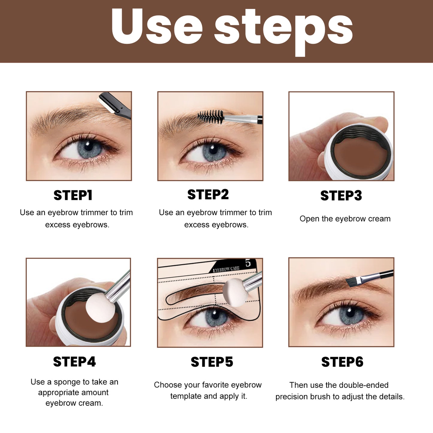 EELHOE Perfect Augenbrauen-Schablonen-Set, wasserdicht, geschmeidig, einfach aufzutragen, verwischt nicht, kein zusätzliches Make-up nötig, natürliches dreidimensionales Augenbrauengel