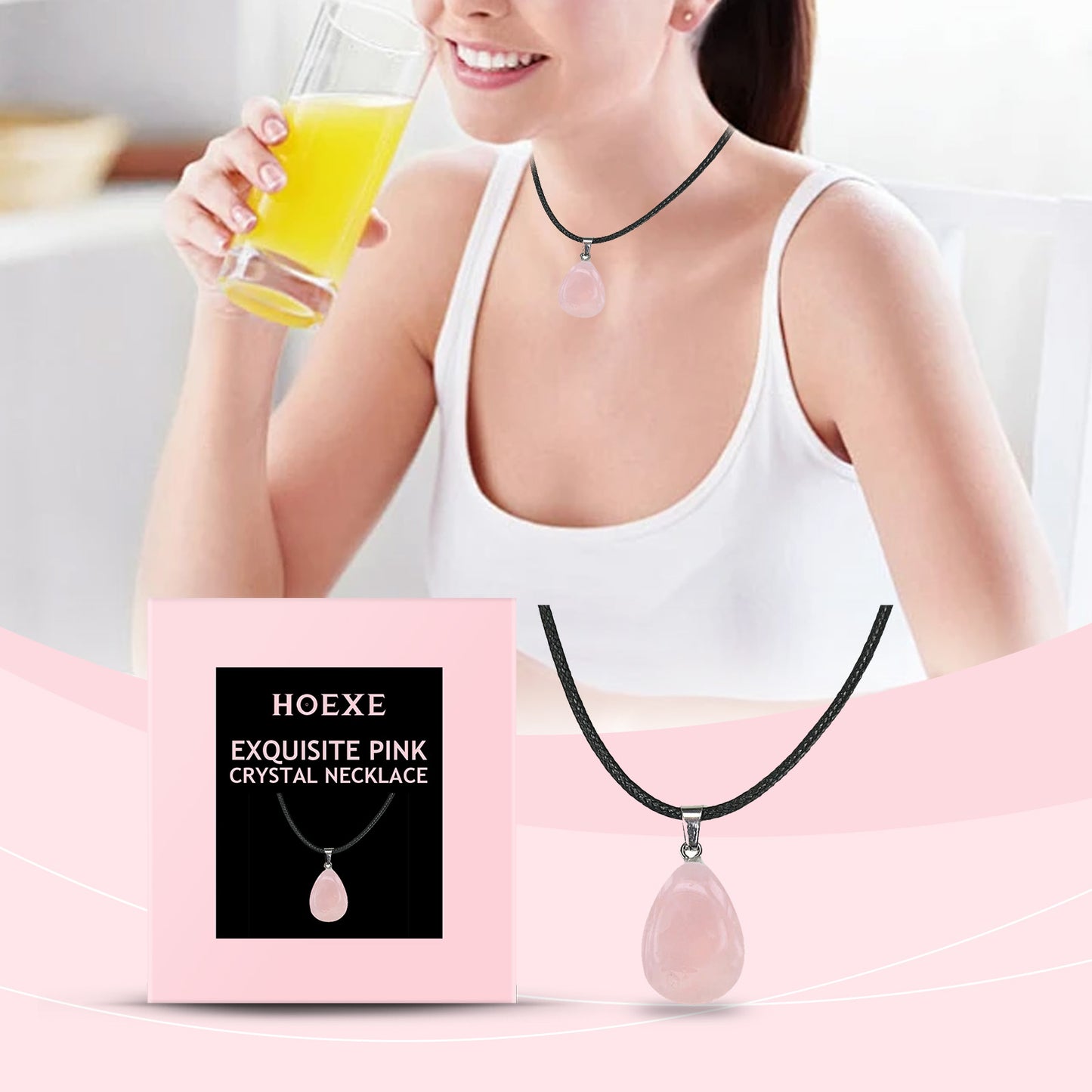 Hoexe Exquisite Puder Kristall Halskette Leichte Luxus Nische Ins Schlichtes Design Alltags Schlüsselbeinkette Sanftes Temperament
