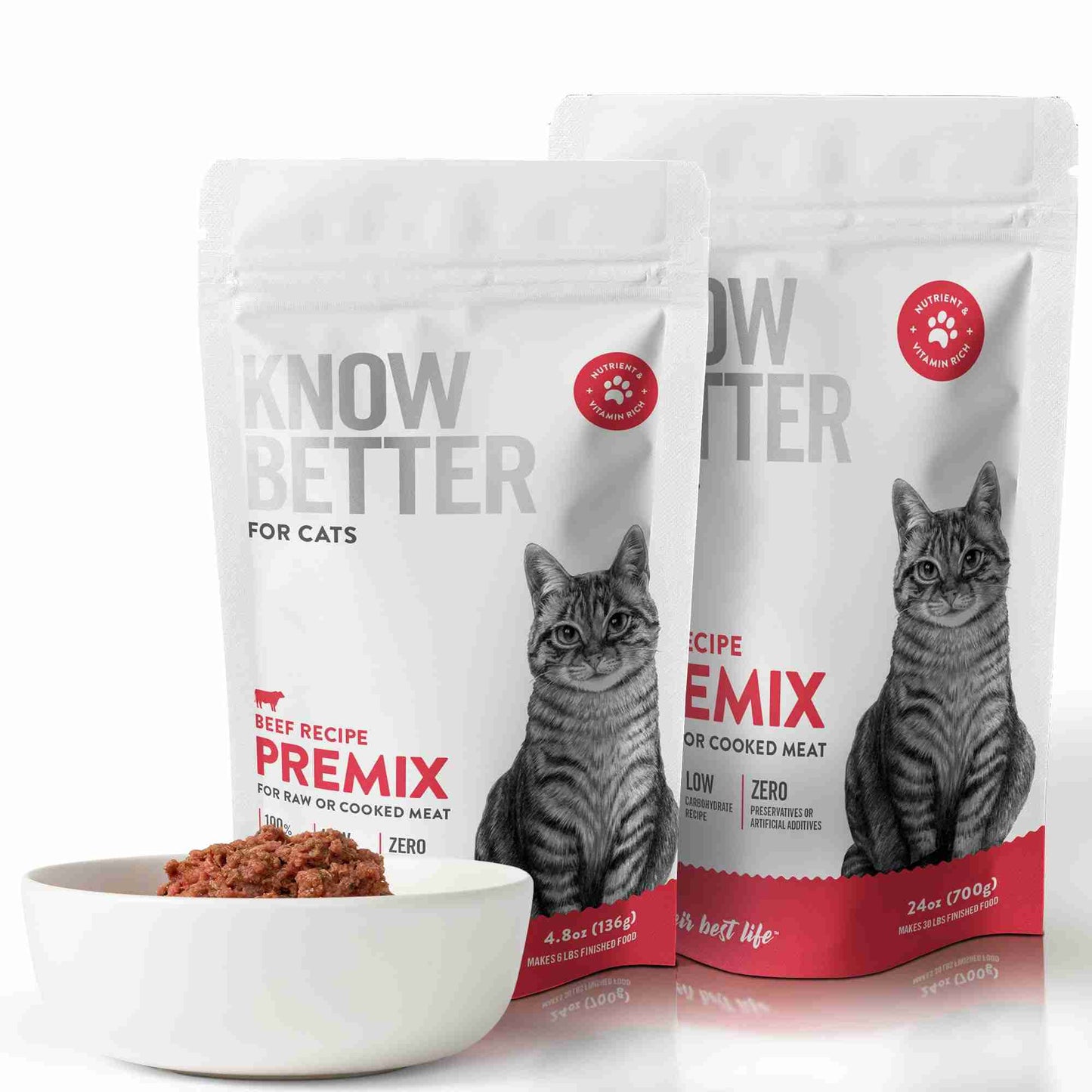 Know Better for Cats – Beef Recipe RAW Cat Food Premix/Supplement for Making Homemade Cat Food All Natural Holistic Veterinarian Approved Grain Free No Artificial Additives