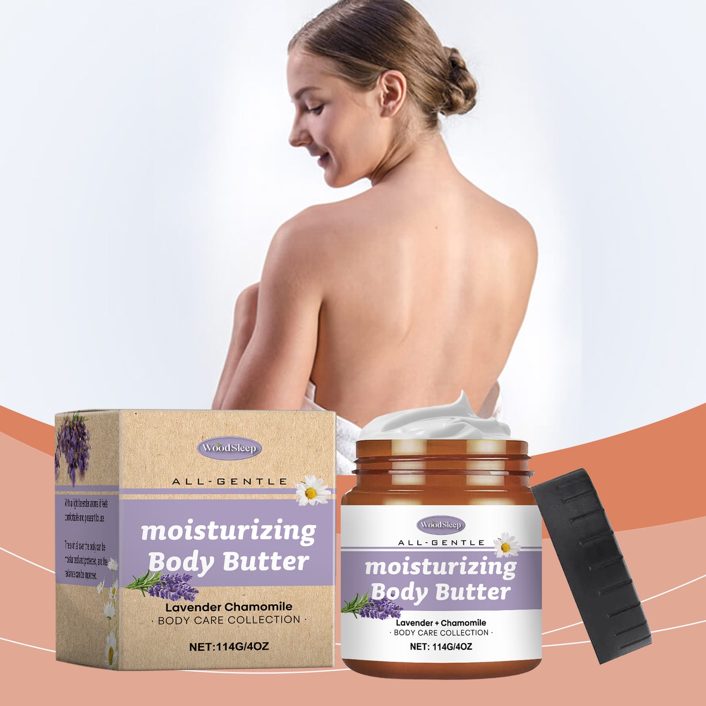 WoodSleep Lavendel- und Kamille-Körperbutter spendet der gesamten Haut tiefgehende Feuchtigkeit