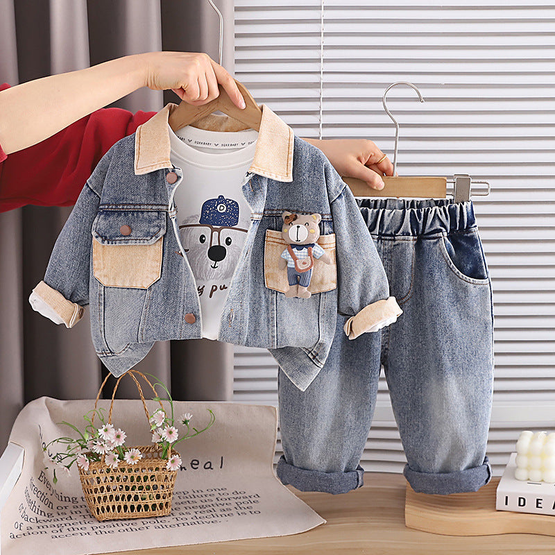 Cowboy-Langarm-Dreiteiler-Kinderkleidungsset