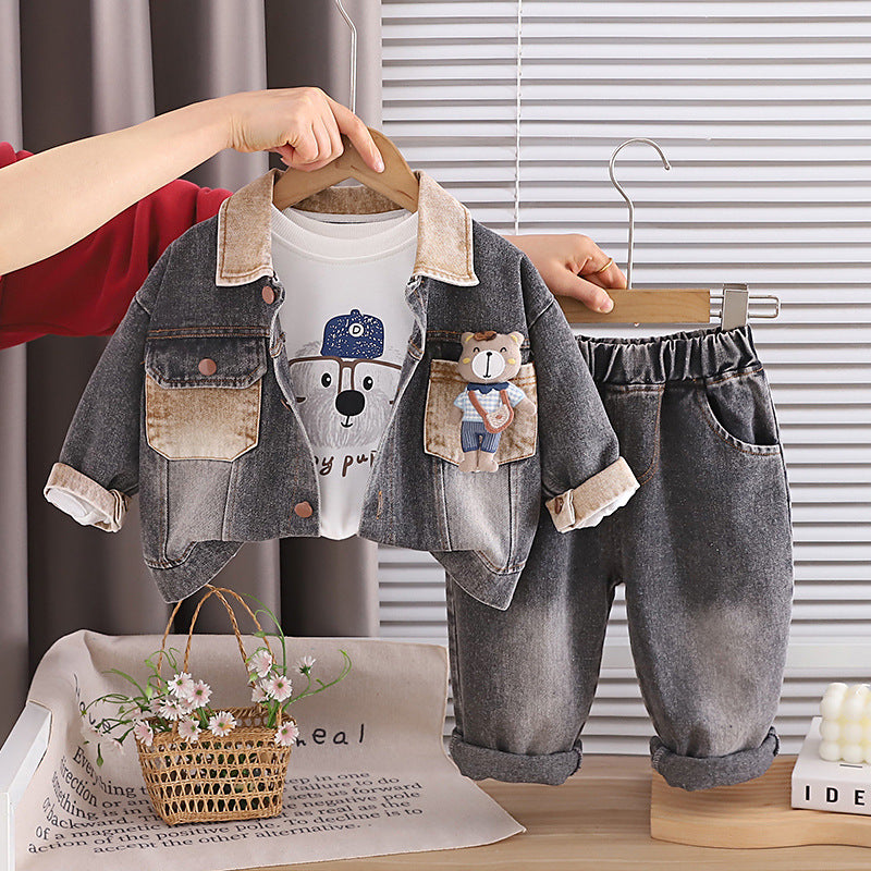 Cowboy-Langarm-Dreiteiler-Kinderkleidungsset