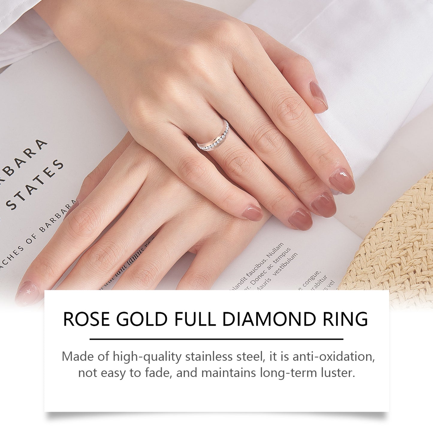 Hoexe Roségoldring Damen Leichter Luxus Roségold Schmuck Ring Zarter All-Match Nischenring