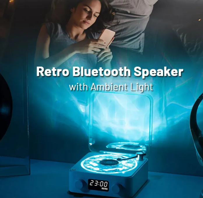 Bluetooth-Retro-Plattenspieler-Lautsprecher mit RGB-Beleuchtung