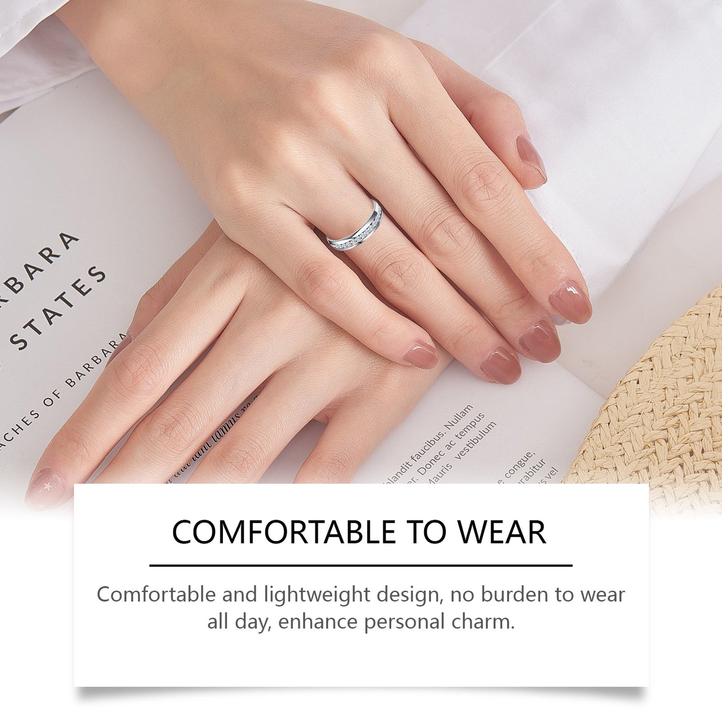 Hoexe Silver Dot Diamantring, bequem für den Alltag, Sportring für Männer und Frauen