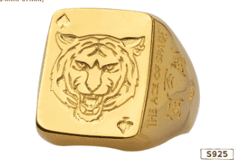 Silver-tone spade ring with engraved tiger face design, adjustable men's jewelry for Chinese Zodiac Tiger Year, SKU: 1781288002039341057