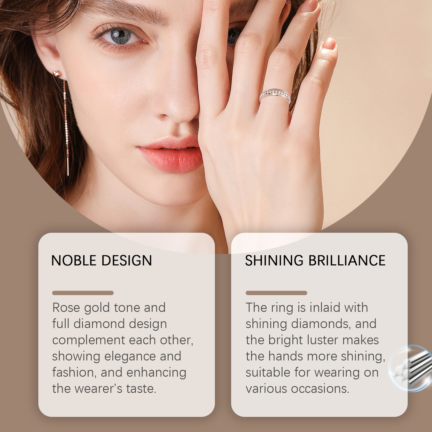 Hoexe Roségoldring Damen Leichter Luxus Roségold Schmuck Ring Zarter All-Match Nischenring