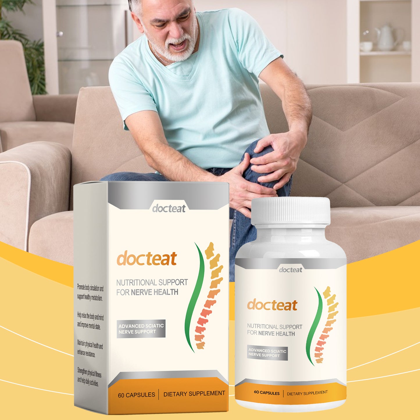 Docteat Body Relief Kapseln sind wirksam zur Linderung und Besserung von Gelenkbeschwerden bei täglichen Körpermassagen.