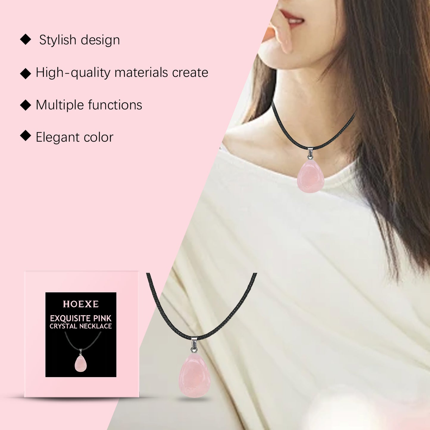 Hoexe Exquisite Puder Kristall Halskette Leichte Luxus Nische Ins Schlichtes Design Alltags Schlüsselbeinkette Sanftes Temperament