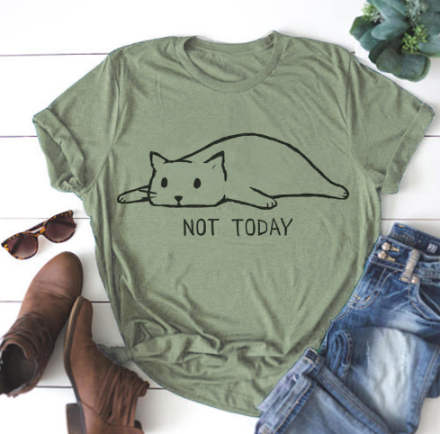 Not Today Black and White Cat T-Shirt