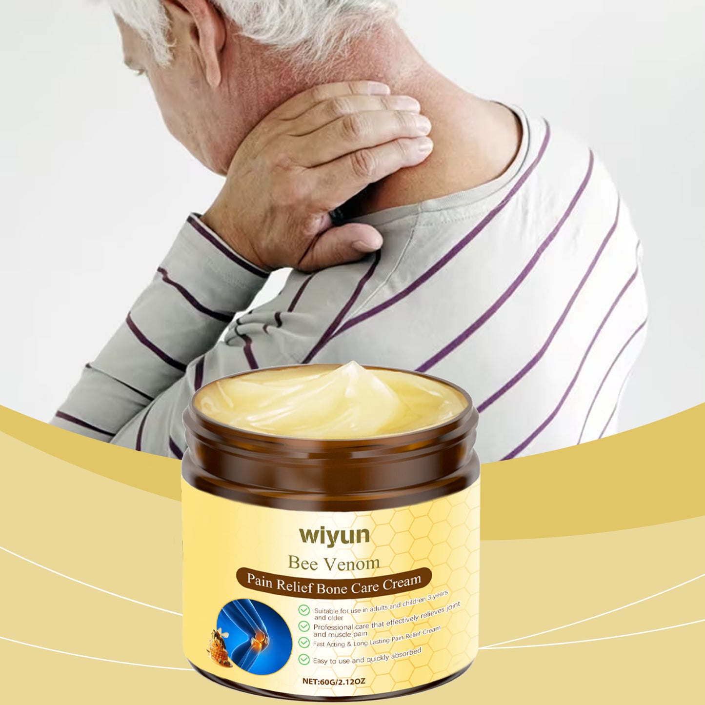 Wiyun Bienengift Gelenkpflegecreme Sanfte und beruhigende Handgelenk-Knie-Massage Körper Topische Tägliche Pflegecreme