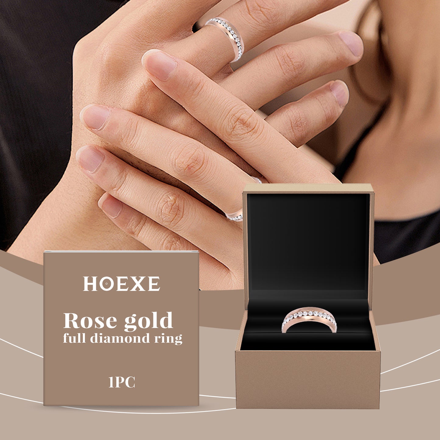 Hoexe Roségoldring Damen Leichter Luxus Roségold Schmuck Ring Zarter All-Match Nischenring