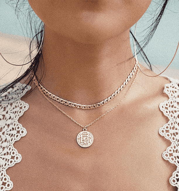 Mystic Ocean Hip Hop Necklace - Retro Gold Coin Pendant