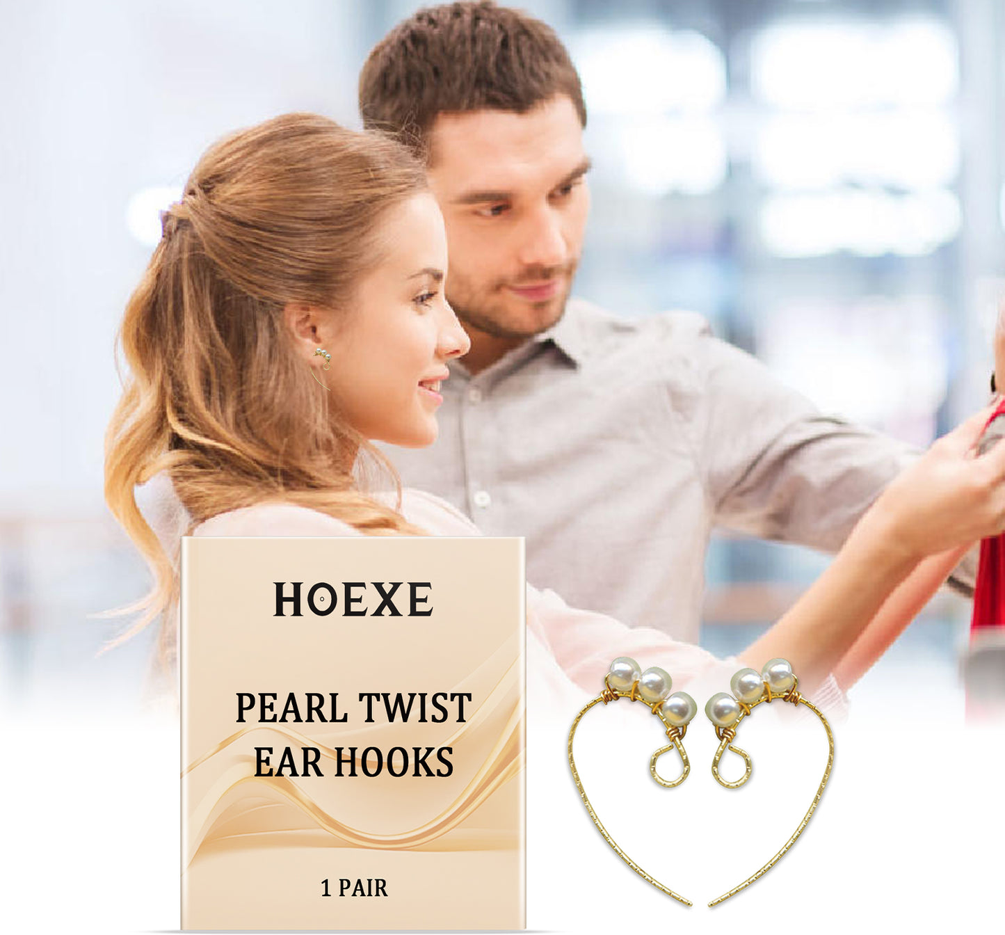 Hoexe Perlen-Twist-Ohrhänger All-in-One Damen-Ohrclip-Ohrring Twist-Perlen-Ohrhänger