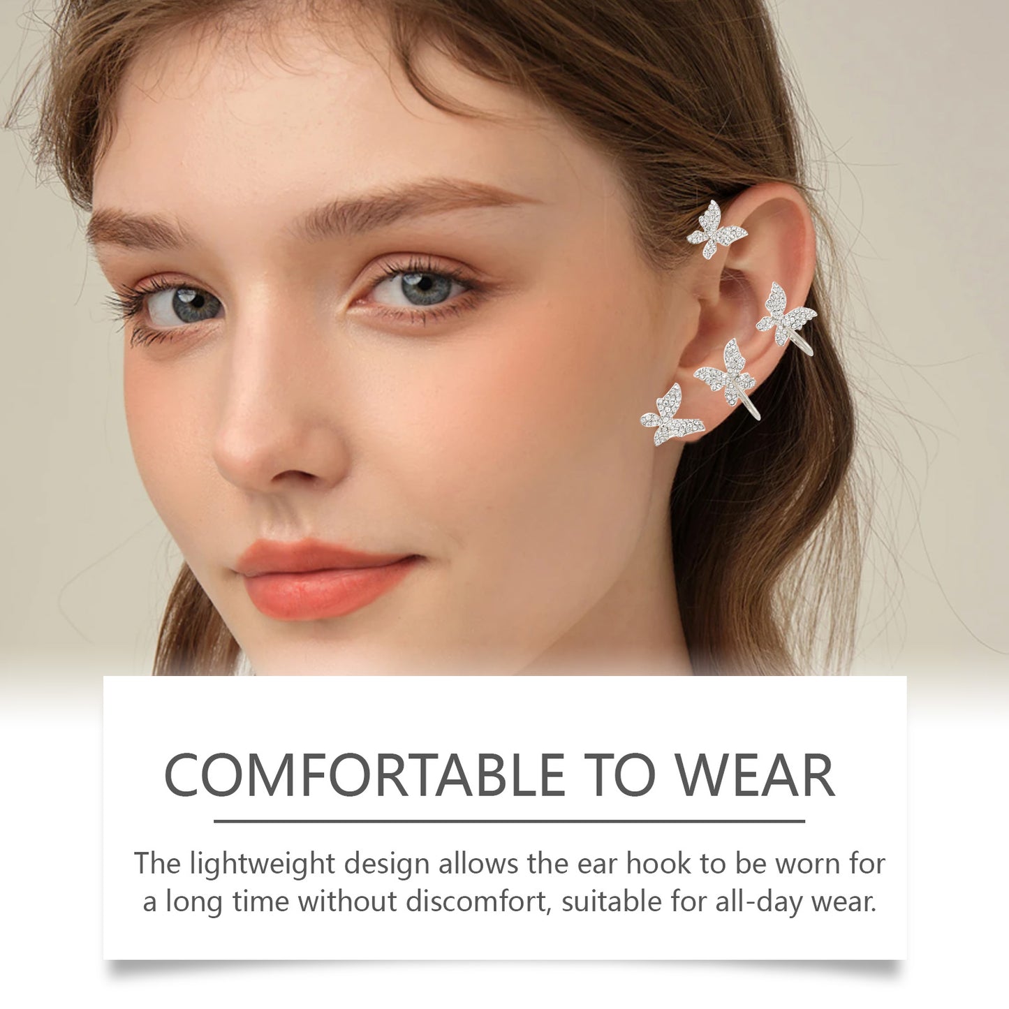 Hoexe Glänzende Schleife Ohrclip Diamantbesetzter Schmetterling Nische Ohrclip Mode All-Match Temperament Ohrclip ohne Piercing