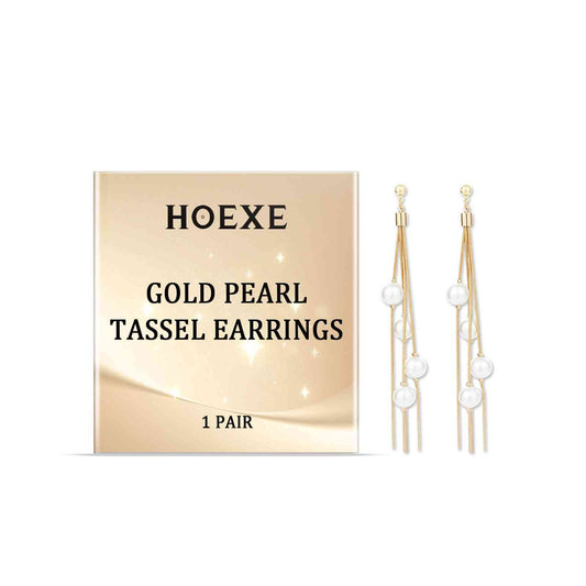 Hoexe Boucles d'oreilles pendantes en perles dorées, tendance mode, rendez-vous, design de niche, boucles d'oreilles pendantes pour femmes.