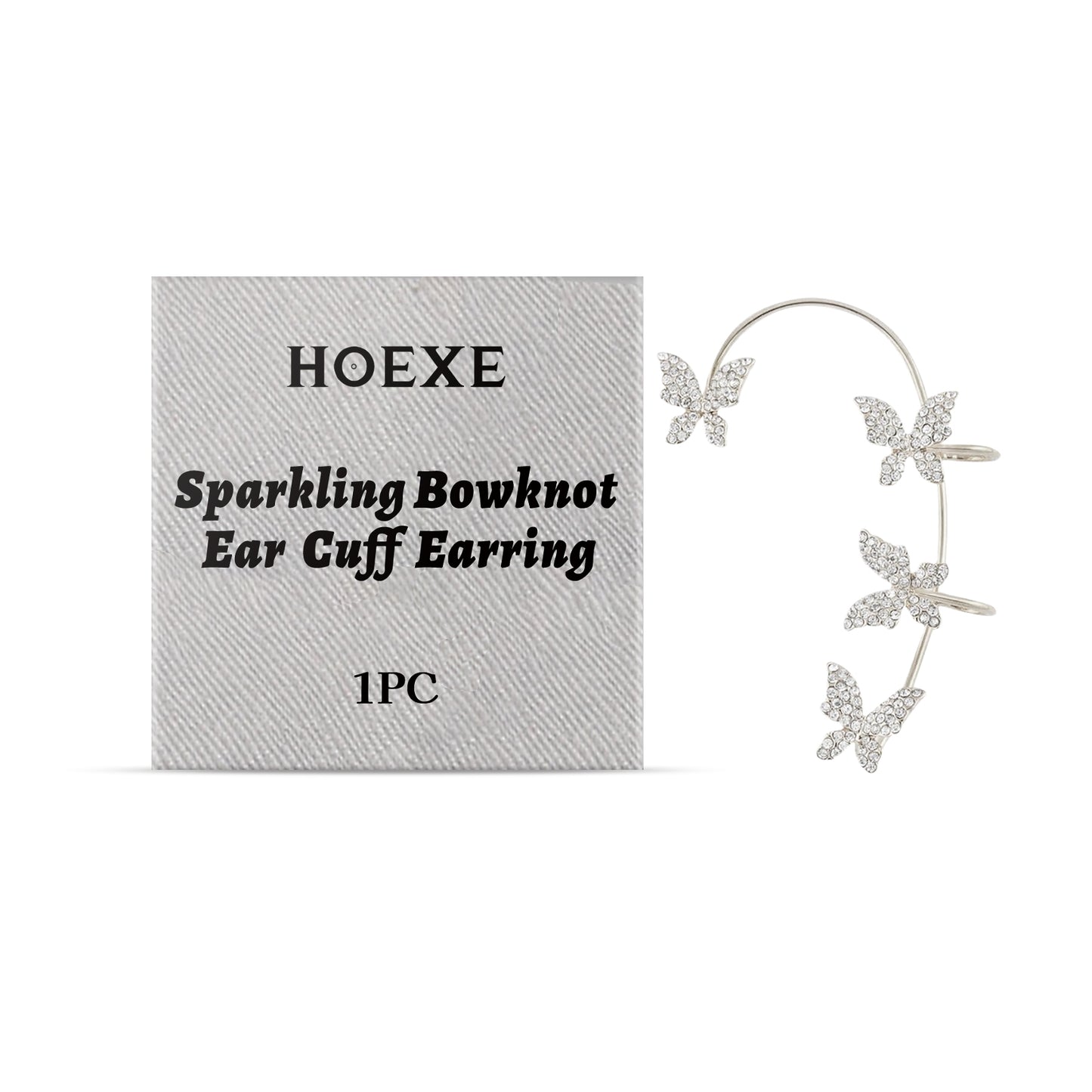 Hoexe Glänzende Schleife Ohrclip Diamantbesetzter Schmetterling Nische Ohrclip Mode All-Match Temperament Ohrclip ohne Piercing