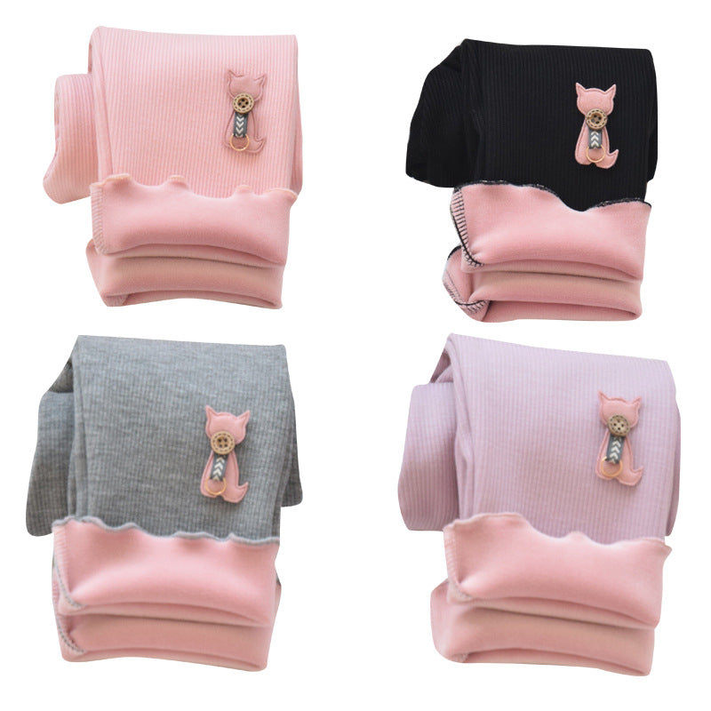 Mädchen-Leggings mit dünnem Samt