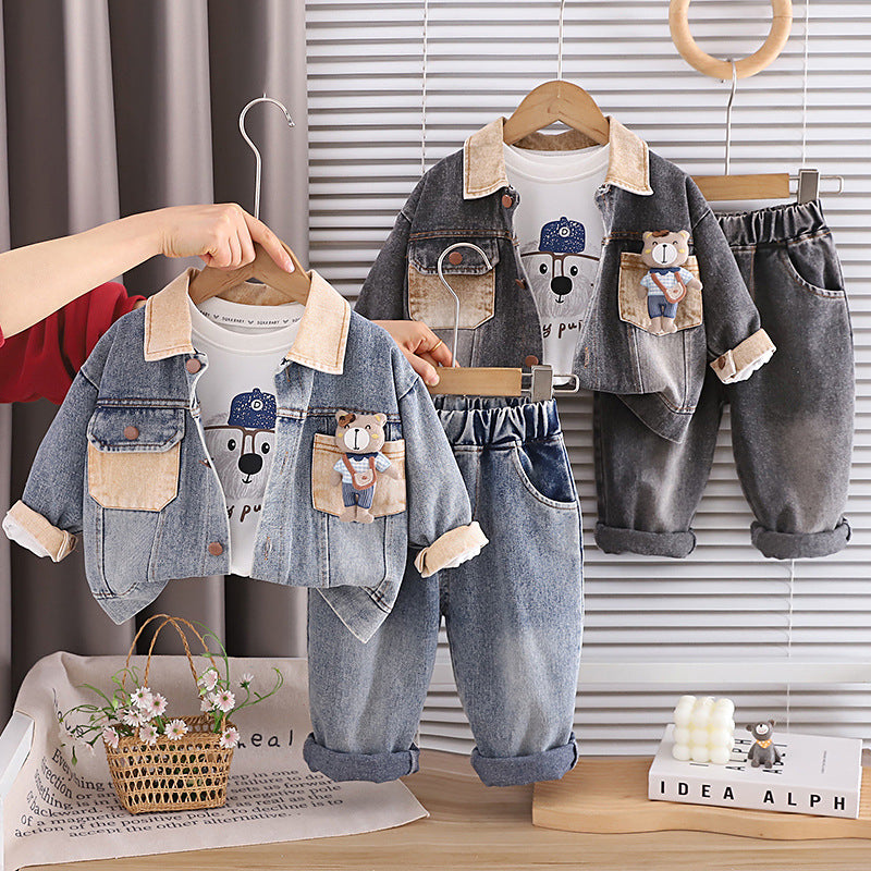 Cowboy-Langarm-Dreiteiler-Kinderkleidungsset