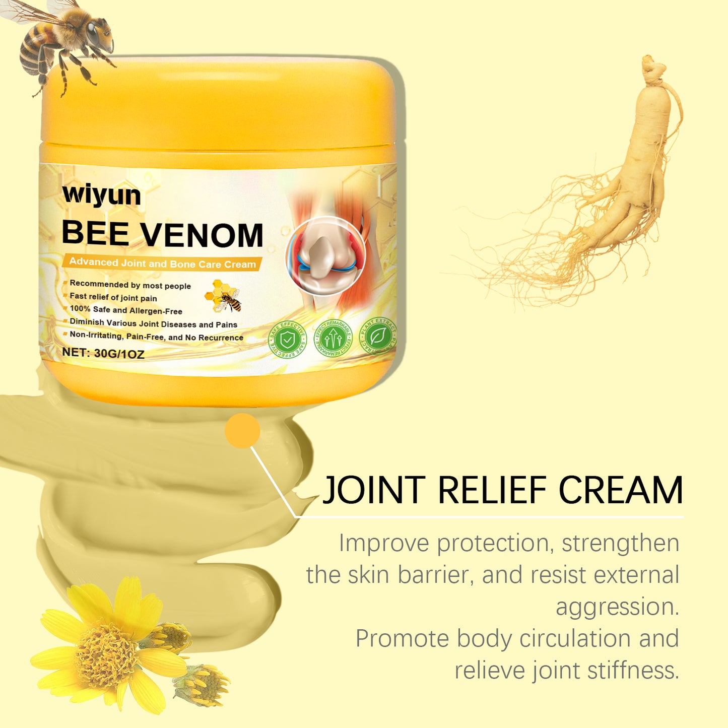 Wiyun Körpergelenk-Reparaturcreme, Handgelenk- und Knie-Massage, tägliche Behandlung, pflegt sanft die Körperhaut
