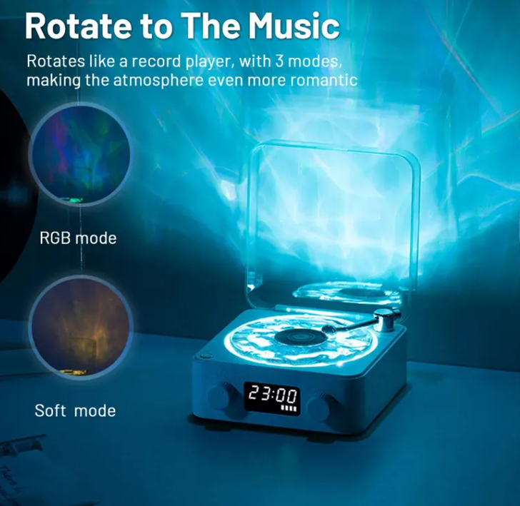 Bluetooth-Retro-Plattenspieler-Lautsprecher mit RGB-Beleuchtung