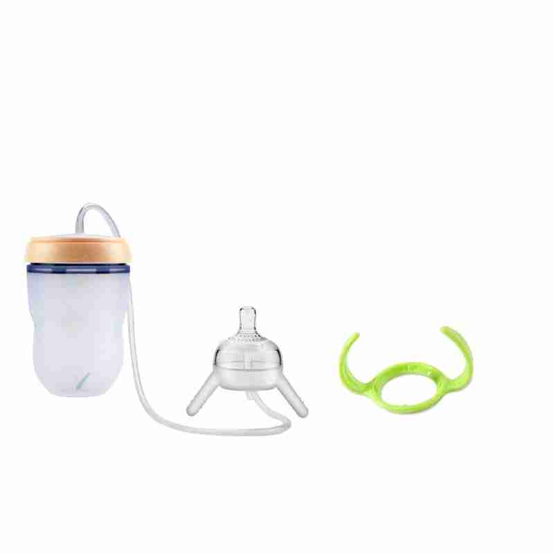 Two silicone sippy cups with spouts and rings, suitable for toddler training, shown on a minimalistic white background for easy use