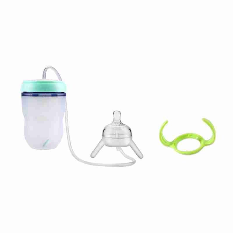 Kids silicone sippy cup with straw and handle, includes a removable spout and grip ring, perfect for toddler hydration, SKU: 1797831302351720453